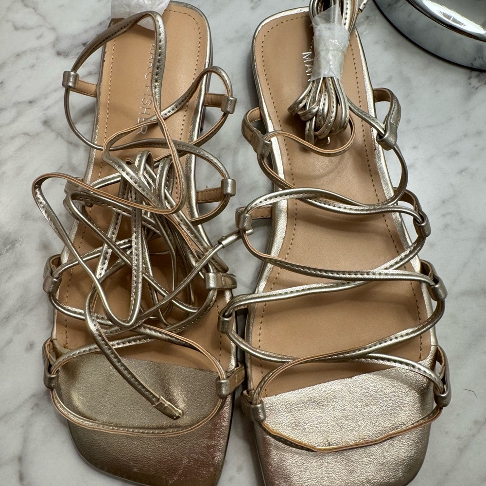 Gold Metallic Strappy Sandals